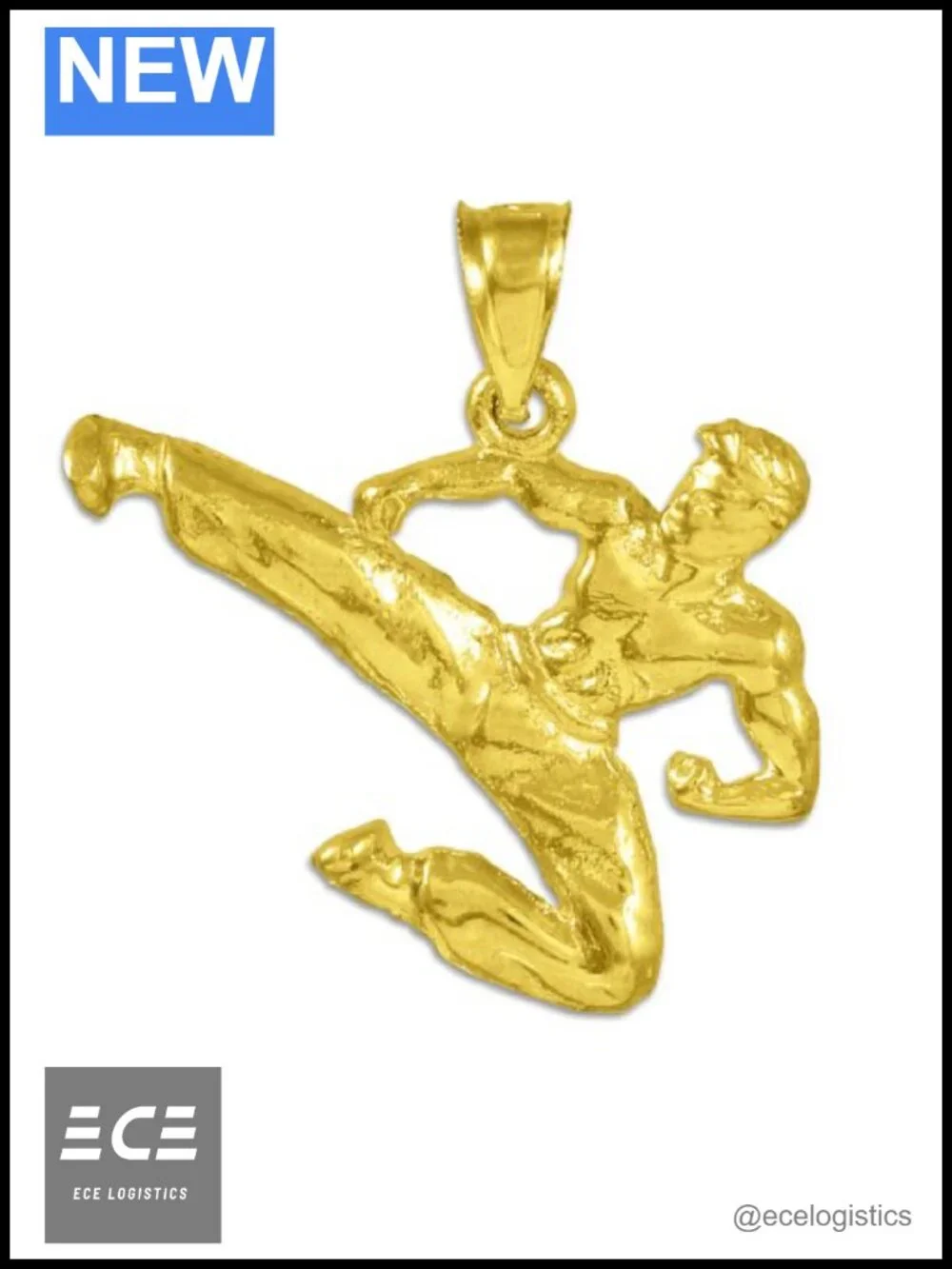 14K Yellow Gold Karate Charm Pendant Fine Jewelry Gift